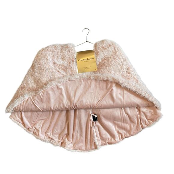 Christian Lacroix Christmas Tree Skirt 60in Pink Faux Fur Holiday Glam NEW - Picture 3 of 10